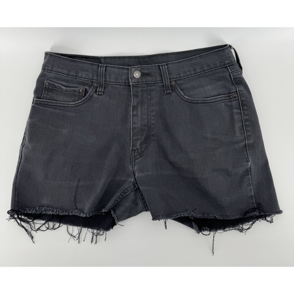 Levi's 541 Women's High Rise Cut Off Black‎ Denim Shorts Distressed Size 32W
